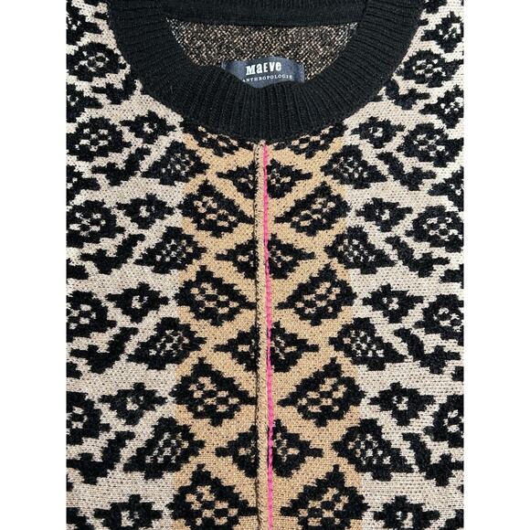 Maeve Anthropologie Elinore Short Sleeve‎ Animal Print Wool Blend Sweater XS - Picture 1 of 8